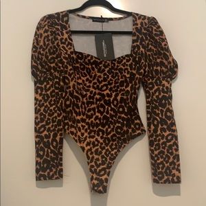 Tan Leopard Bustier Bodysuit
